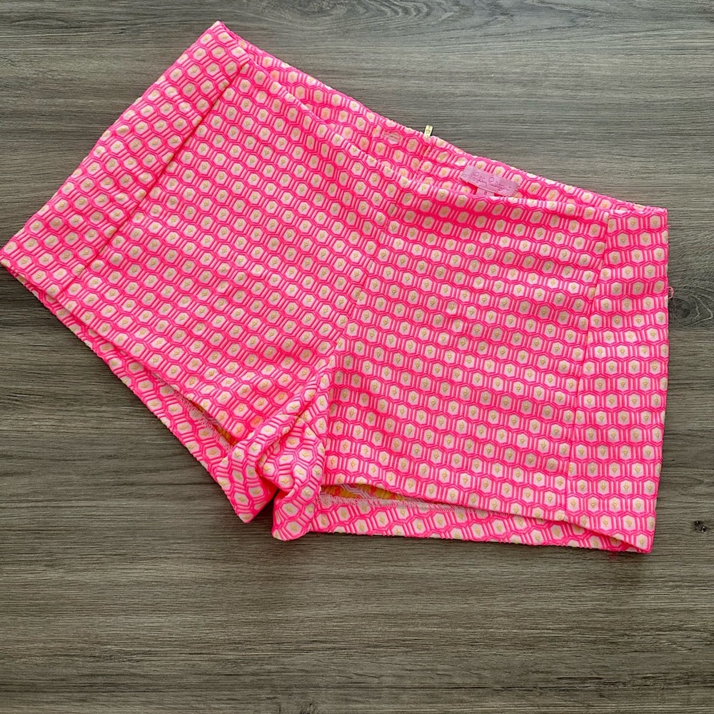 Lilly Pulitzer LIZA hot pink and yellow Geometric Shorts